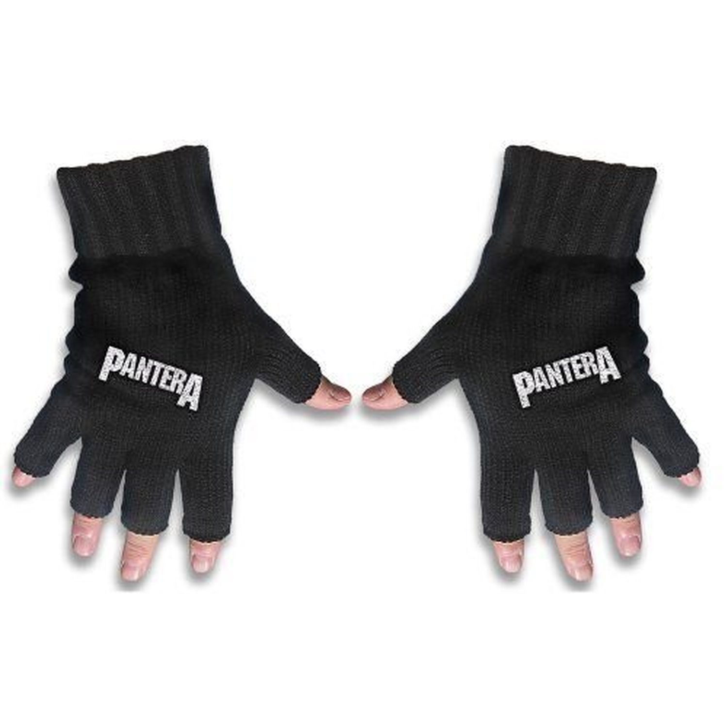black and white fingerless gloves