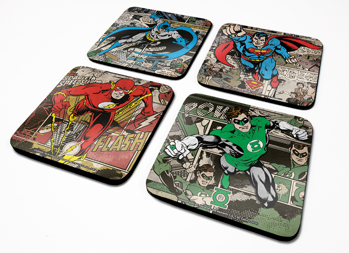 Flash Batman Superman Burst Drinks Coaster T Set Of 4 Mat Official