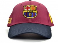 Official Barcelona FCB Messi Contrast Baseball Cap Burgundy Navy Crest Badge