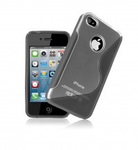 Apple iPhone 4 Grey S Line Skin Case Cover Protector Gel Clear Exact Fit