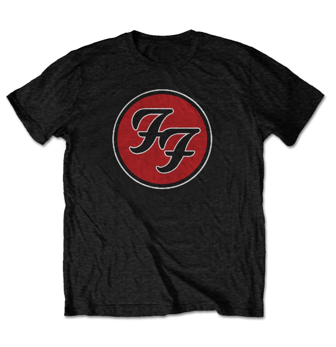 Foo Fighters Official FF Logo Mens Red And Black Short Sleeve TShirt