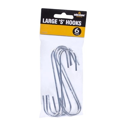 Milestone Pack of 6 Large Steel Hooks Gardening Camping Outdoor Hanging