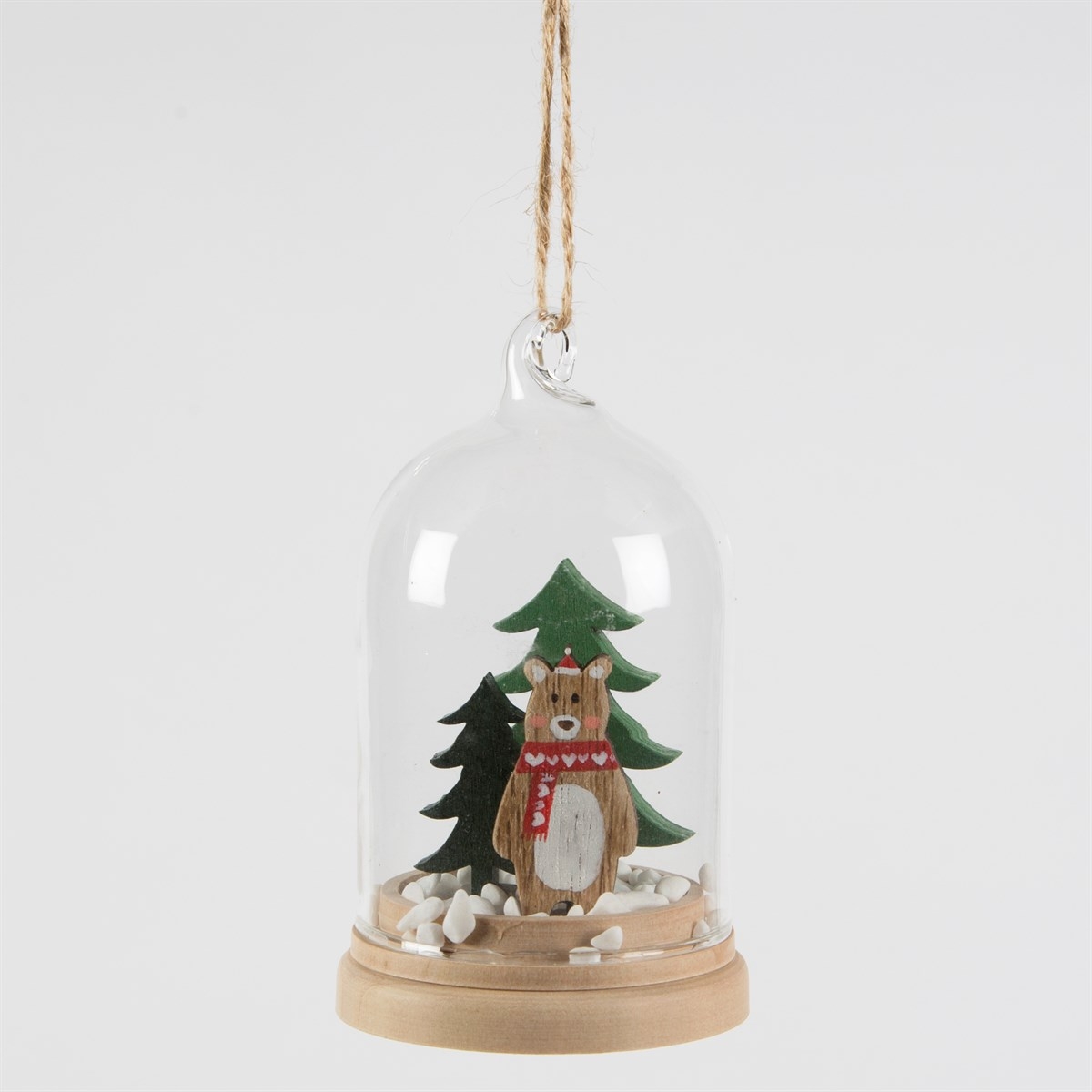 Détails Sur Verre Boule De Noël Ours Avec écharpe Joli Coeur En Bois Décoration Ficelle Arbr